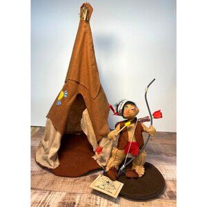 Annalee Dolls Native American Figurine & Teepee Set Handcrafted Felt 1995